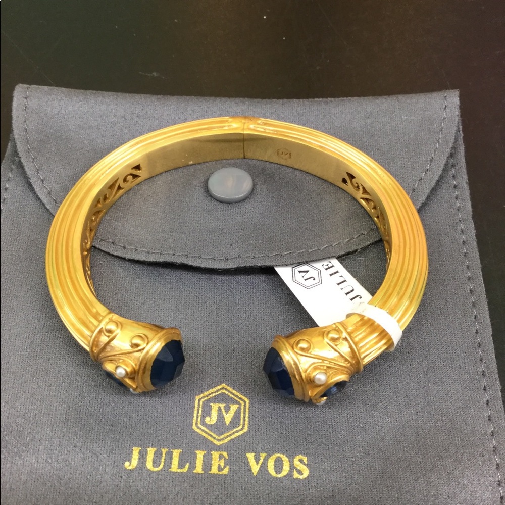 Julie Vos Byzantine Demi Hinge Cuff Sapphire Blue